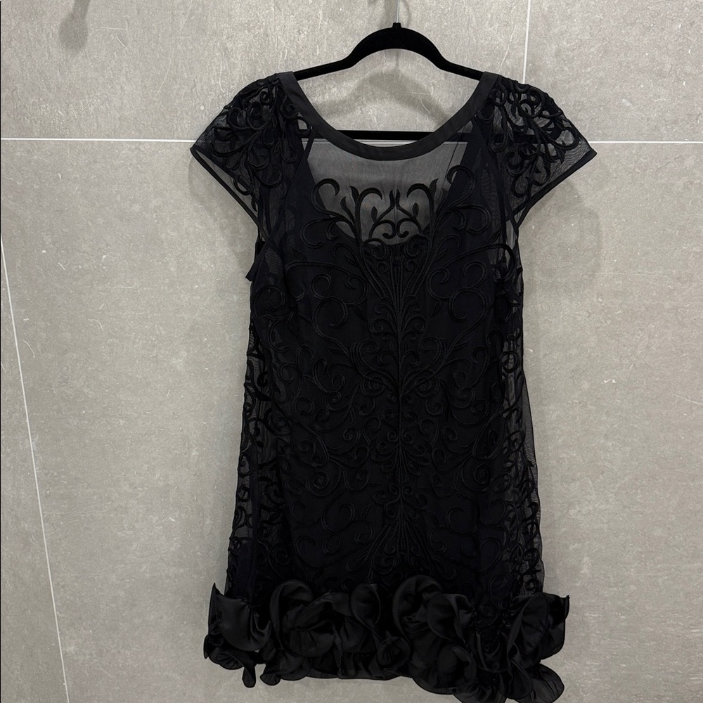 Guess Black Mesh Detail Dress - size 14